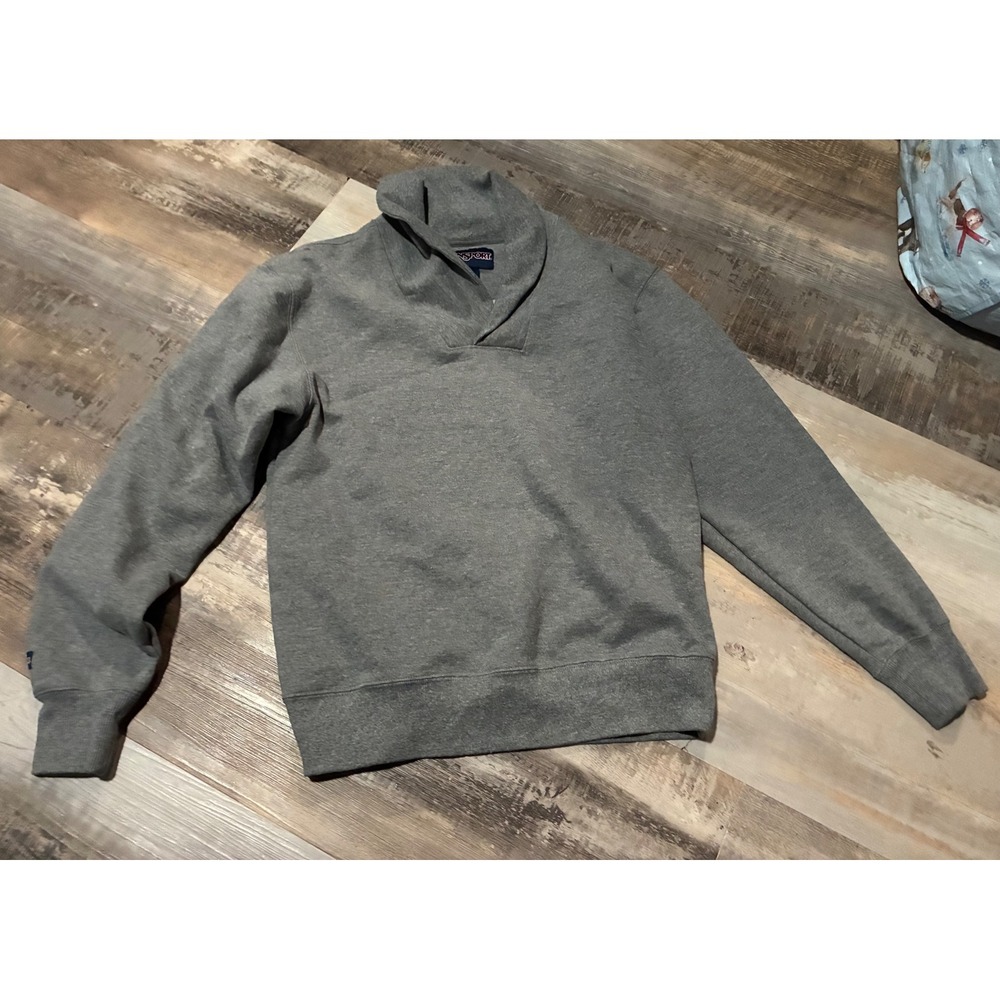 JanSport Gray Shawl Collar Pullover Sweatshirt Fleece Small Heathered Gray